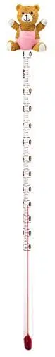 Produktbild: Lantelme Babyflaschen Thermometer Glas 24cm lang | Bärchen rosa für Babynahrung | Lebensmittelthermometer Temperatur 10°C - 110°C Analog | Flaschenthermometer | Thermometer Baby Kleinkind