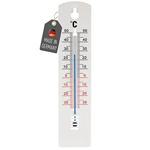 Produktbild: Lantelme Gartenthermometer aus Kunststoff 20cm lang | Temperaturbereich von -34 bis +50°C | Thermometer Wetterbeständig für Innen Außen und Garten | Wandthermometer universal einsetzbar | Farbe weiß