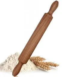 Produktbild: Lantelme Nussholz Teigroller 47cm Ø 6cm Nudelholz aus Holz Pizzaroller Backzubehör im Naturschnitt aus Handarbeit