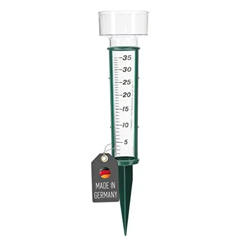 Produktbild: Lantelme Regenmesser mit Erdspieß 24cm x 8cm Kunststoff Glas | Niederschlagsmesser zur Wassermengenermittlung im Garten Gewächshaus und Landwirtschaft | Regenwassermesser für Outdoor und Gartenstecker