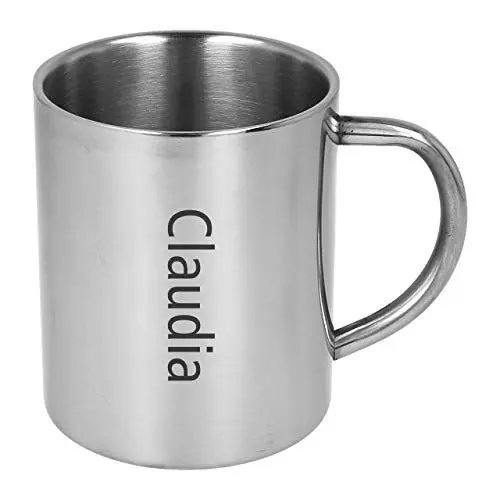 Produktbild: Lantelme Personalisierte Edelstahl Tasse mit Wunschgravur | Metall Thermotasse 280ml mit Gravur | als Geschenkidee mit Wunschtext Wunschnamen graviert für Freunde Privat Büro Outdoor und Freizeit