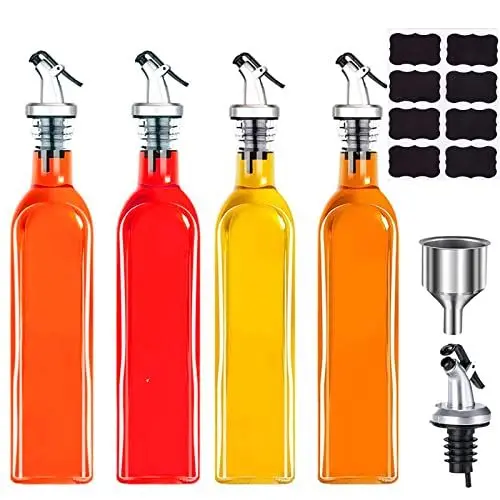 Produktbild: LANYOTA Ölspender, Essig Öl Ölsprüher Flasche, 4 Stück 500 ml, Öl und Essig Flasche Drizzler Set Trichter und Etiketten für Kochen Küche