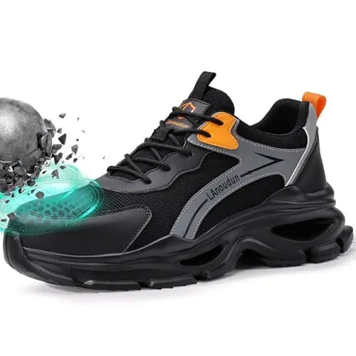 Produktbild: LAoutun Sicherheitsschuhe Herren Arbeitsschuhe Herren Leicht Atmungsaktiv Stahlkappenschuhe Sportlich Arbeitskleidung Männer Stahlkappenschuhe rutschfest Bauindustrie Sneaker