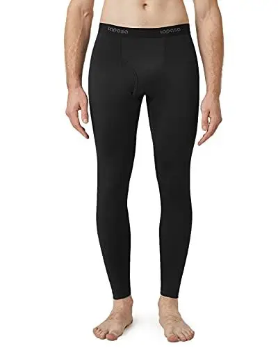 Produktbild: LAPASA Herren Innenfleece Thermo Unterhose, warme Funktionsunterwäsche Thermohosen M10, Schwarz (1 Pack), L