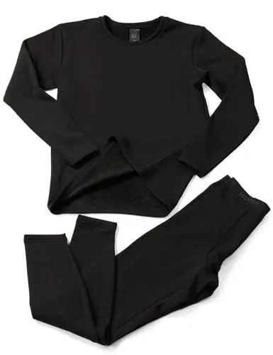 Produktbild: LAPASA Herren Innenfleece Thermounterwäsche Set, Thermounterhemd & Thermohosen Funktionsunterwäsche M24, Schwarz (Extra warm), L