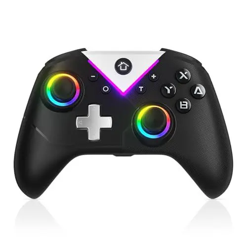 Produktbild: Lapezei PC Controller Wireless Hall-Sensor Joystick & Trigger, 10 RGB-Licht-Zonen, Bluetooth Gaming Controllers Kompatibel mit PC, Switch, PS3, Android, iOS, Samsung TV