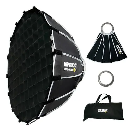 Produktbild: LapgoodSoftbox 60cm/23.6-Zoll, Softbox QR60II Tragware Quick-Install Softbox mit Wabengitter und Bowen Mount für Photography Studio Blitzkopf und Monolight