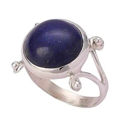 Produktbild: Lapislazuli-Ring, Lapislazuli-Silberring, 925er Sterlingsilber, Edelsteinring, Silberring, Lapisilberring, blauer Ring Größe 14 bis 22 DE