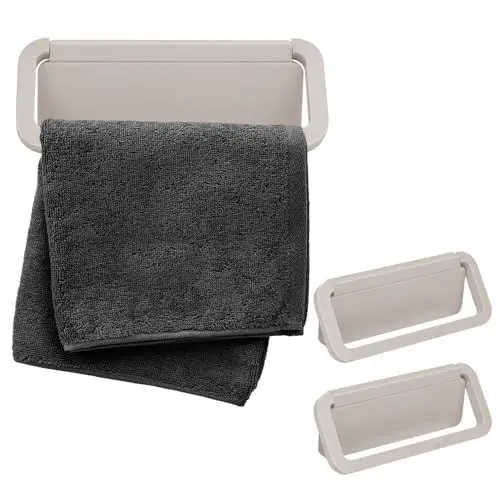 Produktbild: Lappenhalter Spülbecken, Geschirrtuchhalter Küche, Spültuchhalter für Spülbecken, Handtuchhalter Ohne Bohren für Küchen Waschküchen Badezimmer, Selbstklebend, 2 Stück, Khaki