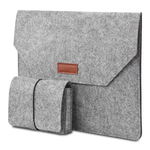 Produktbild: Laptop Hülle 15 Zoll - Modell 2: 40 x 29 cm + 17 x 13 cm - wasserdichte Laptoptasche, Notebook PC Schutzhülle, Filz-Laptop Sleeve Dunkelgrau
