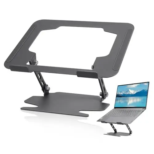 Produktbild: Laptop Ständer,Höhen- und Winkelverstellbarer Ergonomischer Laptop Stand,Faltbarer Belüfteter Kohlenstoffstahl Laptopständer,Kompatibel mit 10-17 Zoll MacBook Dell Samsung HP Alienware