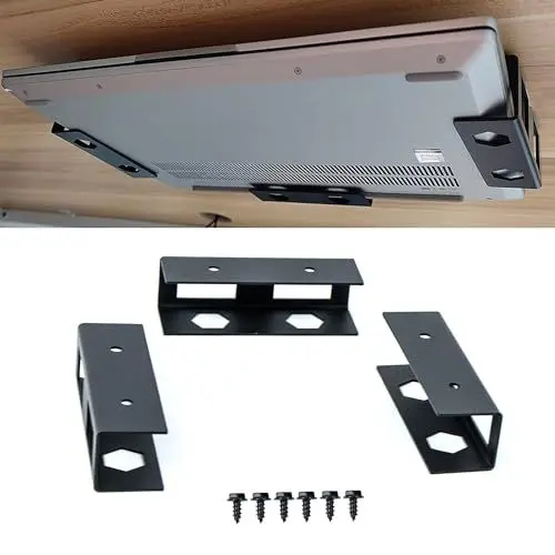 Produktbild: Laptop Untertisch Halterung, Ständer für Notebook, Kohlenstoffstahl Laptop Ständer, Laptop Halterung Unter Schreibtisch, Laptop Aufbewahrung, Schwarz, Kompatibel für 0-30mm