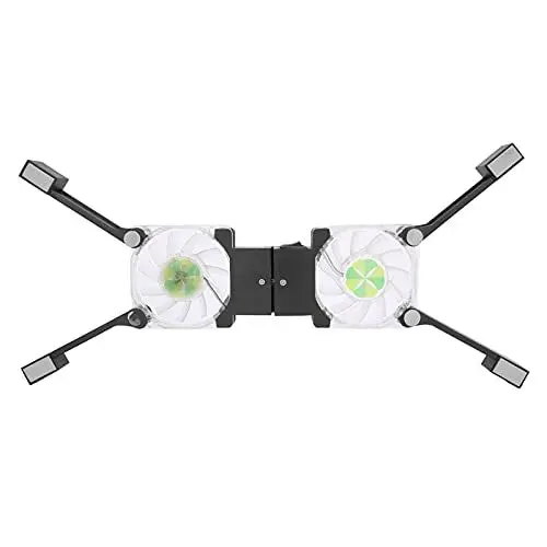 Produktbild: Laptop-Kühlkissen, Zusammenklappbarer Gaming-Laptop-Kühlerständer mit Doppelventilatoren USB-Kabel LED Blaulicht DR-S03 Notebook-Computerkühler(schwarz)