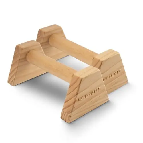 Produktbild: LARA*STAR Liegestützgriffe Holz mit Rutschfester Boden, Calisthenics Equipment und Liegestützgriffe mit Griff, Holz Parallettes für Krafttraining und Calisthenics