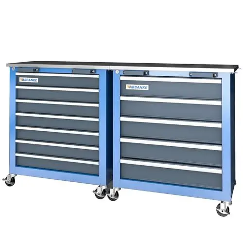 Produktbild: LARBANKE Kombinierter Werkzeugschrank, Werkzeugkasten mit 7 Schubladen und 5 Schubladen für den verbundenen Gebrauch, rollbarer Werkzeugkasten mit 360°-Bremsrädern und gepolsterten Füßen,