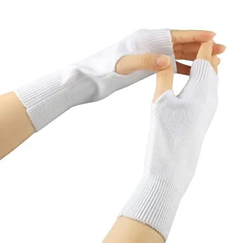 Produktbild: Larcele Kaschmir Handschuhe Fingerlose Fäustlinge Handwärmer für Damen BZST-02 (Weiß)