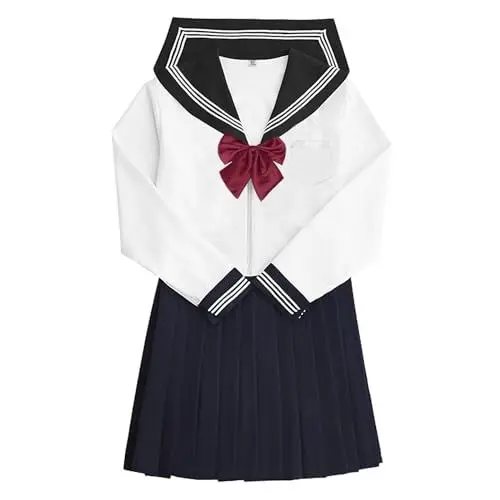 Produktbild: Larcele Schuluniform-Kleid Japanische Schulmädchen Uniform Matrosenanzug Navy Blau SSF-01(S) MEHRWEG