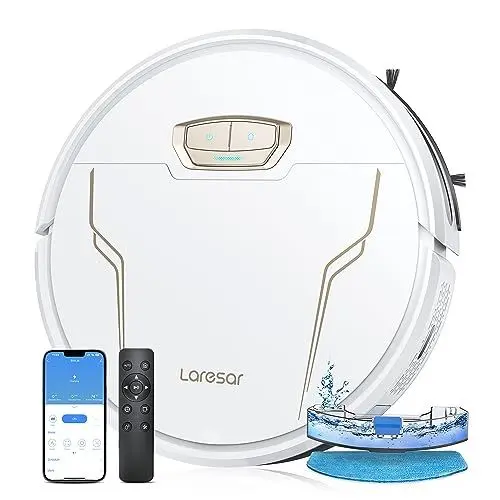 Produktbild: Laresar Saugroboter mit Wischfunktion, 4000Pa Staubsauger Roboter 150 Mins Max, saugroboter Evol 3s ideal für Hartböden Tierhaare Teppiche, Roboterstaubsauger 3 in 1, App, WLAN