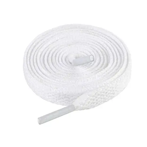 Produktbild: LARGERED Schnürsenkel Weiß Flach 8mm Breit Weiss Schuhbänder für Sneaker Sportschuhe Turnschuhe und Laufschuhe Reißfest Ersatz White Shoelaces aus Polyester für Herren/Damen,140cm