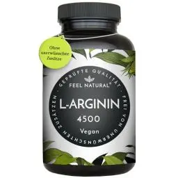 Produktbild: L-Arginin - 365 vegane Kapseln - 4500mg pflanzliches L Arginin HCL aus Fermentation (davon 3750mg pures L-Arginin) je Tagesdosis - Hochdosiert, ohne Zusätze, laborgeprüft, in Deutschland produziert