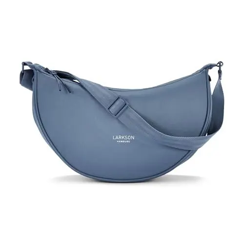 Produktbild: LARKSON Crossbody Bag Damen & Herren Blau - Solveig Medium - Umhängetasche im Halbmond Style - Halbrunde Schultertasche - Moon Bag Design - Wasserabweisend