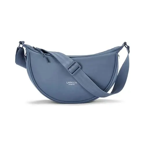 Produktbild: LARKSON Crossbody Bag Damen & Herren Blau - Solveig Small - Umhängetasche im Halbmond Style - Halbrunde Schultertasche - Moon Bag Design - Wasserabweisend