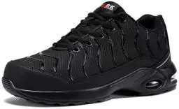 Produktbild: LARNMERN Arbeitsschuhe Herren Leicht Sicherheitsschuhe Komfort Stahlkappenschuhe Atmungsaktive Klassisch Sportlich Schutzschuhe Luftkissen Arbeit Pannensichere Dämpfung S3 (Schwarz,43EU)