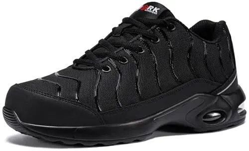 Produktbild: LARNMERN Arbeitsschuhe Herren Leicht Sicherheitsschuhe Komfort Stahlkappenschuhe Atmungsaktive Klassisch Sportlich Schutzschuhe Luftkissen Arbeit Pannensichere Dämpfung S3 (Schwarz,43EU)