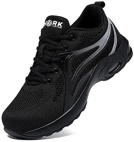 Produktbild: LARNMERN Arbeitsschuhe Herren Sicherheitsschuhe Bequeme Luftkissen Leicht Stahlkappenschuhe Arbeit Schutzschuhe mit Stahlkappe Industrie Handwerk Sicherheitsneaker Dämpfung (Schwarz,41.5EU)