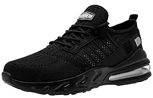 Produktbild: LARNMERN PLUS Sicherheitsschuhe Herren Arbeitsschuhe S1 Stahlkappenschuhe rutschfest SRC Luftkissen Leicht Atmungsaktive (Dunkel Schwarz,39EU)