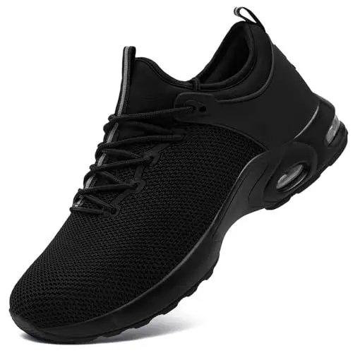 Produktbild: LARNMERN Arbeitsschuhe Herren Sicherheitsschuhe Bequeme Luftkissen Leicht Stahlkappenschuhe Arbeit Schutzschuhe mit Stahlkappe Industrie Handwerk Sicherheitsneaker Dämpfung (Schwarz,42.5EU)