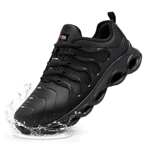 Produktbild: LARNMERN Sicherheitsschuhe Herren Arbeitsschuhe Wasserdicht Mode Dämpfung Arbeitsturnschuhe Leicht Komfort Stahlkappenschuhe(Mikrofaser Schwarz,42 EU)