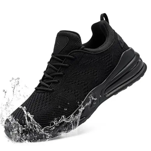 Produktbild: LARNMERN Wasserdicht Schuhe Laufschuhe Herren Sportschuhe Kochschuhe rutschfeste Turnschuhe Fashion Outdoor Casual Schuhe Fitness(Schwarz,43)