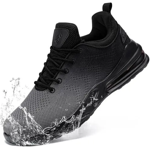 Produktbild: LARNMERN Wasserdicht Schuhe Laufschuhe Herren Sportschuhe Kochschuhe rutschfeste Turnschuhe Fashion Outdoor Casual Schuhe Fitness(Schwarz Grau,43)