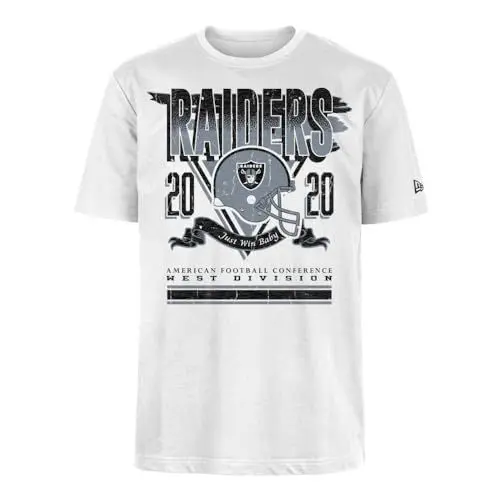 Produktbild: LAS VEGAS RAIDERS New Era Cap NFL Oversized T-Shirt Screent Print Distressed Team Graphic White Unisex