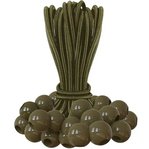 Produktbild: LASELION Spanngummis mit Kugel 30 Stück Gummispanner mit Kugel Planenbefestigung 15 cm Bungee-Seile für Planen, Zelte, Vordächer, Banner, Campingplanen und Haushaltsgegenstände (grün)