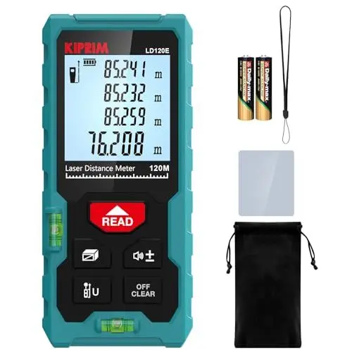 Produktbild: Laser Entfernungsmesser Hohe Genauigkeit 120m Kiprim LD120E Laser-Maßband Kompaktes Laser-Messgerät mit Größerem Hintergrundbeleuchtetem LCD-Display, ft/m/in-Umschaltung