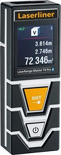 Produktbild: Laserliner - LaserRange-Master T4 Pro - Entfernungsmesser - Präzise Messungen - Längen, Flächen, Volumina - Winkelmessung - Reichweite 40m - Touchscreen - Bluetooth - Stativgewinde - Einfach zu bedienen 080.850a Black, Orange, White