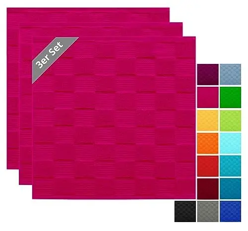 Produktbild: Lashuma Geschirr Handtücher 3er Set Baumwolle, Purpur Spültücher quadratisch 50x50cm