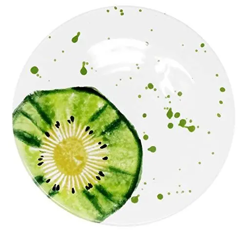 Produktbild: Lashuma Keramikteller rund Ø 16 cm, Servierplatte klein, Bemalter Brotteller Motiv: Kiwi