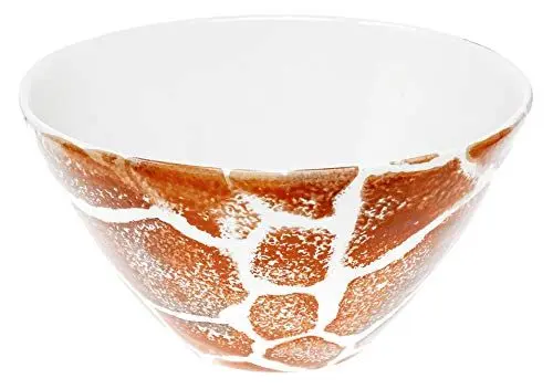 Produktbild: Lashuma Runde Servierschale Ø 16 cm, Dekoschüssel Braun weiß Motiv: Giraffe, Keramik Reisschale