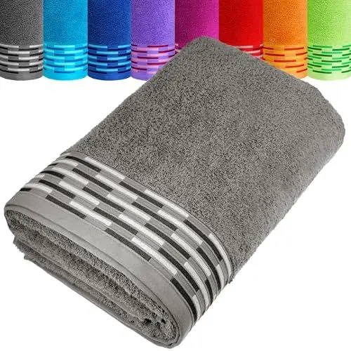 Produktbild: Lashuma Saunahandtuch 100x200 cm Grau, Lugano großes Badehandtuch XXL für Herren und Damen