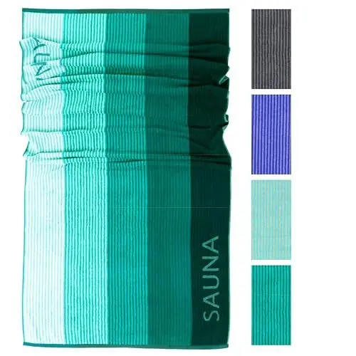 Produktbild: Lashuma Saunahandtuch groß für Damen und Herren 85x200 cm, Helsinki Saunatuch XXL Türkis - Grün