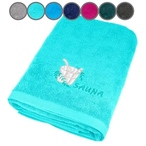 Produktbild: Lashuma Saunatuch - Badehandtuch 100x200 cm, Lillby XXL Saunahandtuch aus 100% Baumwolle türkis