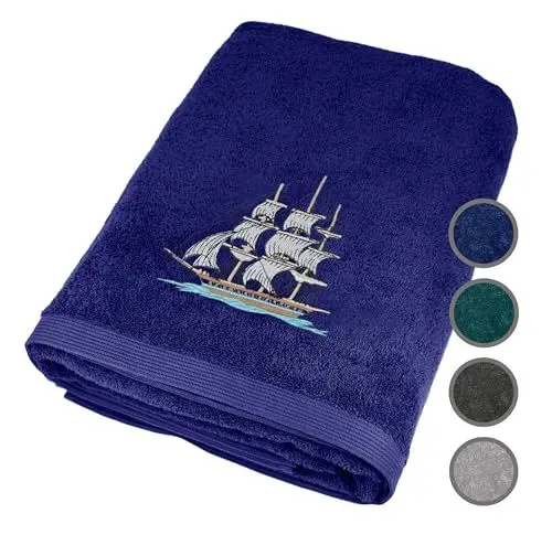Produktbild: Lashuma XXL Duschtuch 100x200 cm Blau - Marine, Lillby Badetuch groß für Strand, Sauna und Urlaub
