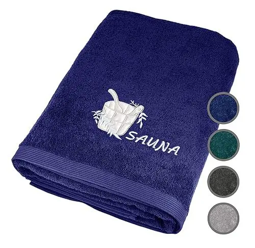 Produktbild: Lashuma XXL Saunahandtuch Blau, Lillby Badehandtuch groß 100x200 cm, Saunatuch 100% Baumwolle