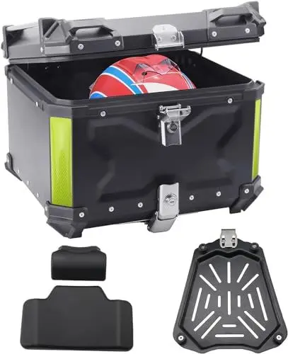 Produktbild: LASIEYO 55L Motorrad Topcase - Aluminium Heckbox für Reisen, Helm und Großes Gepäck - Wasserdichte Top Box mit Sicherheitsschloss