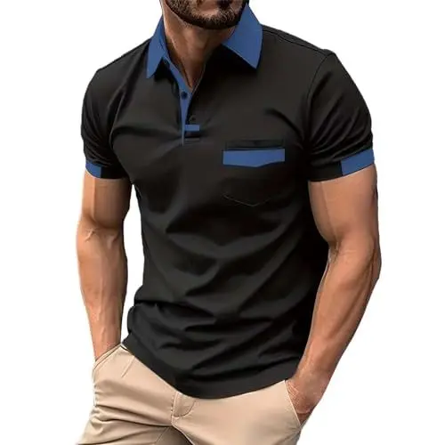 Produktbild: Last Minute Angebote Von Hemd 80Er Jahre Herren T-Shirt Mit Knopfleiste Herren Tshirt Herren Ausschnitt Arbeitskleidung Herren Gestreiftes Poloshirt Herren Meine Bestellung