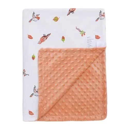 Produktbild: LAT Kinderwagendecke Baby Winter mit Minky 75x100 cm - Kinderdecke Kinderwagen Decke Kuscheldecke Neugeborene Babydecke, Vögelchen