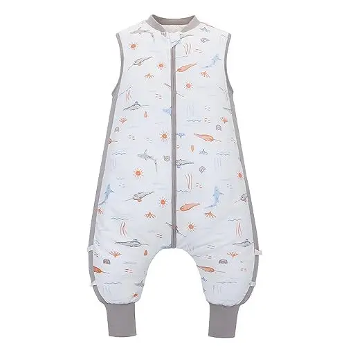 Produktbild: LAT LEE AND TOWN Baby Schlafsack mit füßen 2.5 Tog Baby Schlafsäcke ohne Ärmeln 100% Baumwolle Winter Baby Schlafsack ärmelloser Schlafanzug für Säugling Kinder(Korallenwal, S)